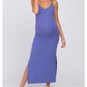 Violet Ribbed Side Slit Maternity Dress